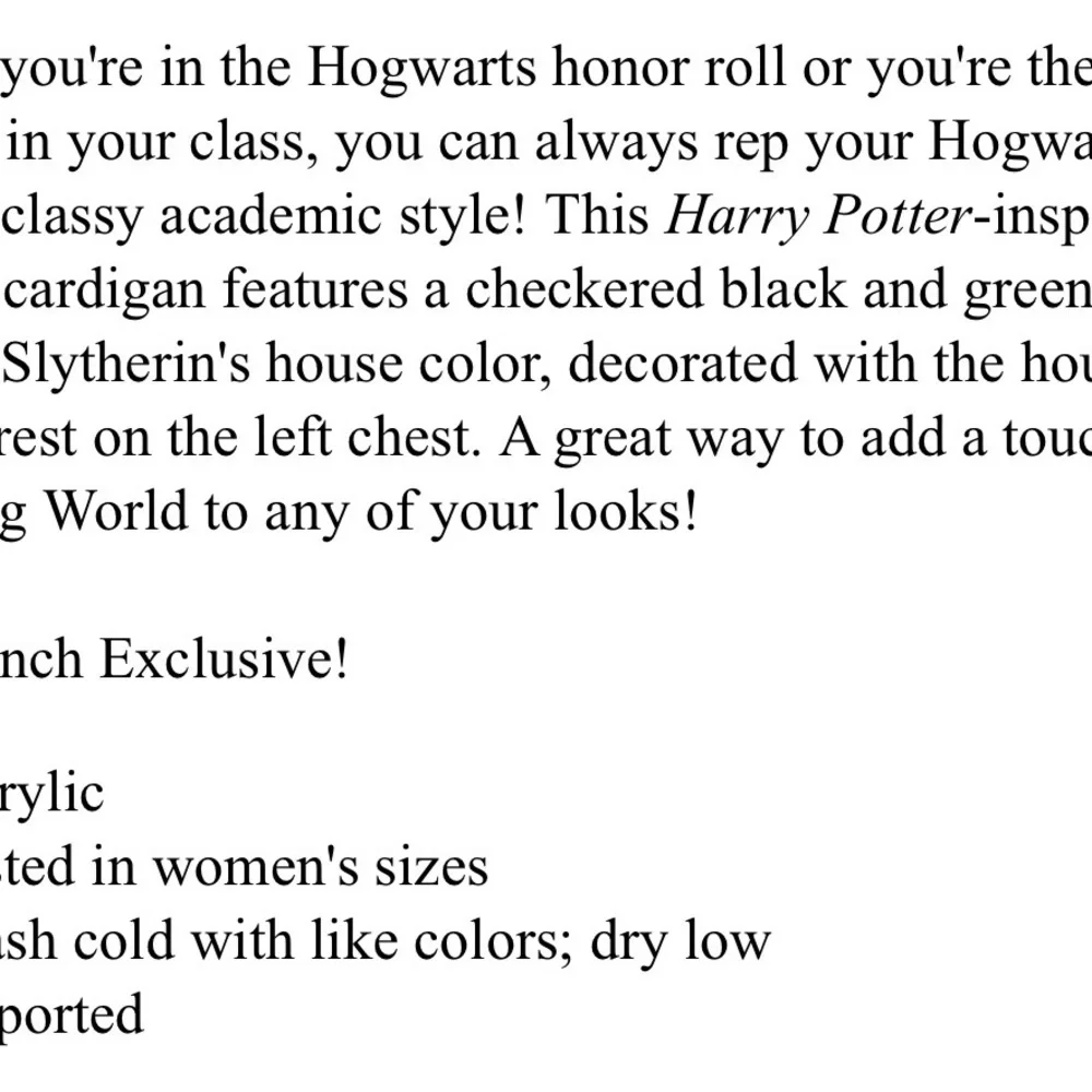 Slytherin Checkered Cardigan - Green and Black - Picture 6 of 7